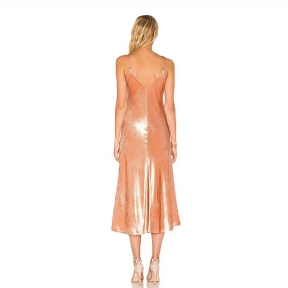 A.L.C. Annex Slip Silk Blend Midi Dress Sz 6 Pink Rose Gold Pull On Sexy Luxury - Picture 3 of 11